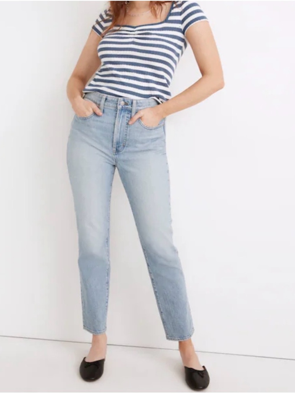 Madewell High Rise Comfort Stretch Tapered Leg Curvy Perfect Blue Jeans  Size 26